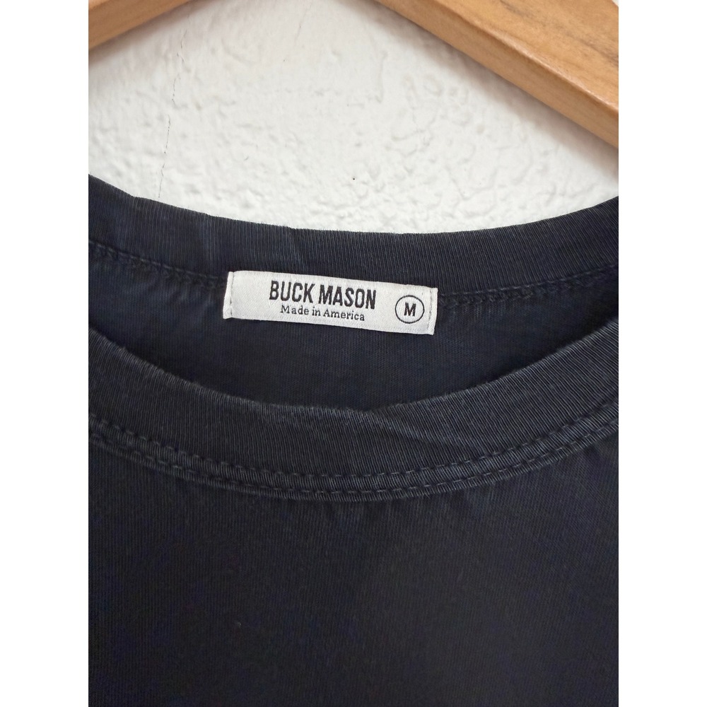 Buck Mason Mens Black Short Sleeve Slub Cotton Crew Neck T-Shirt Size M - Picture 2 of 5